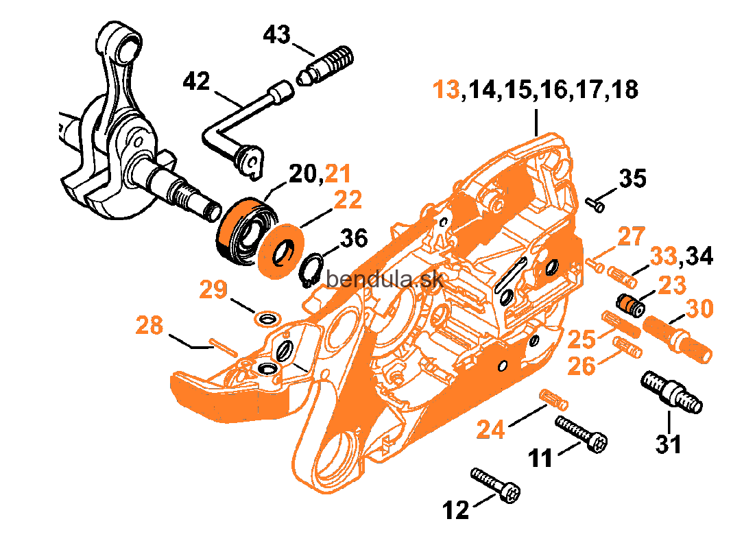 kľuková skriňa MS 362 C-M VW-pravá pol.