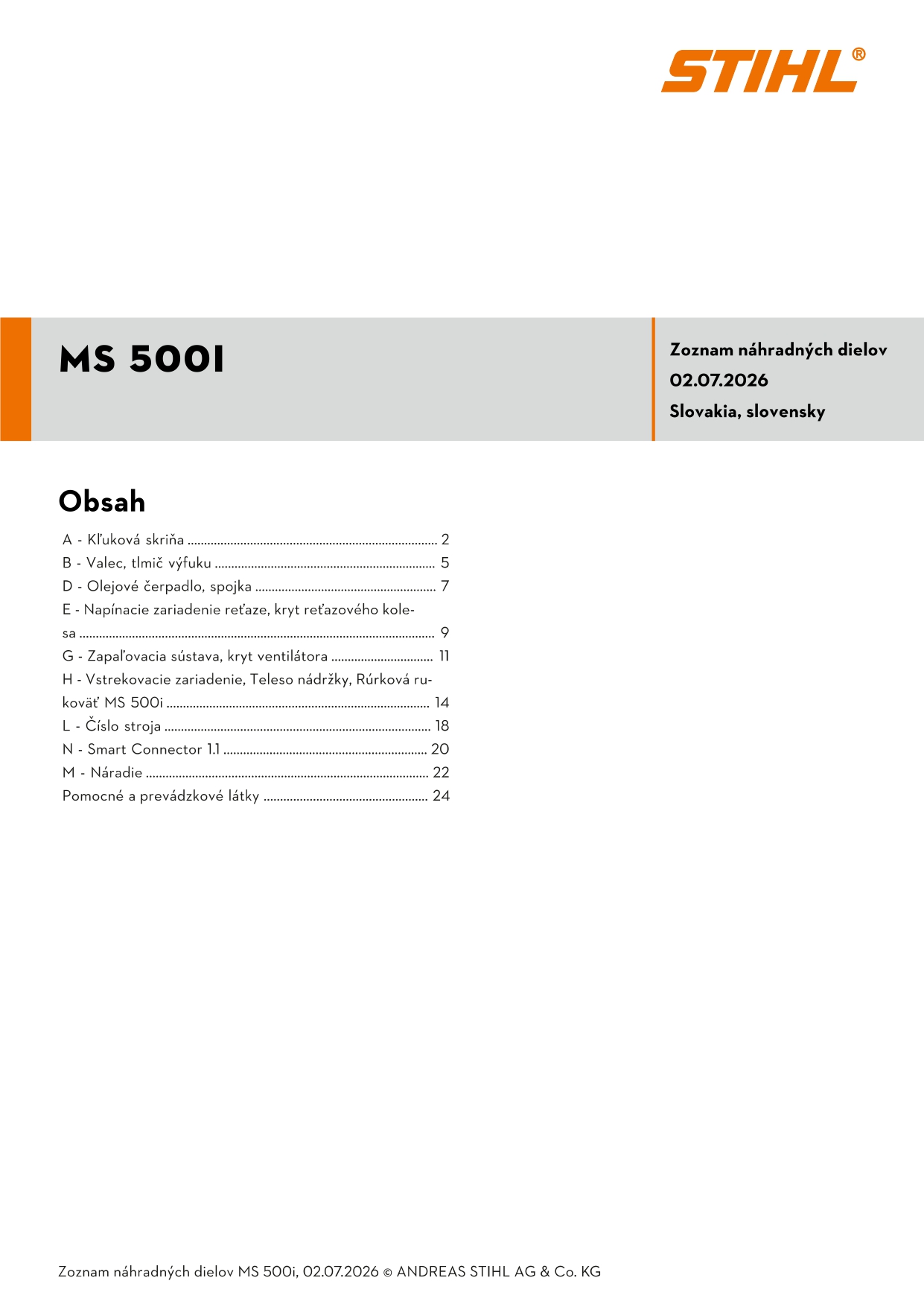 katalóg dielov Stihl MS 500i
