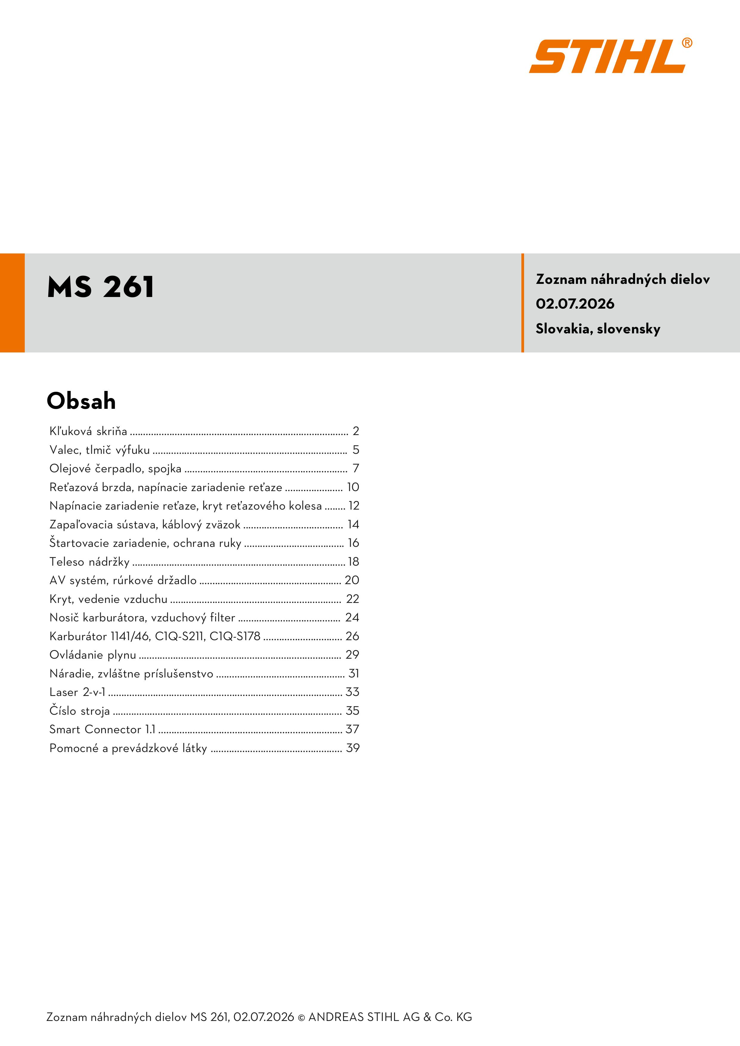 katalóg dielov Stihl MS 261