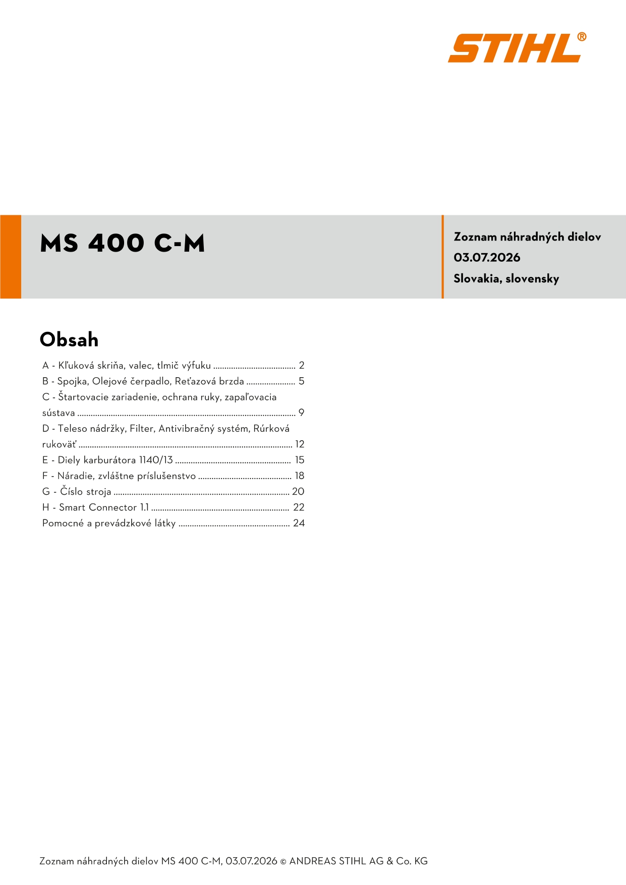 katalóg dielov Stihl MS 400 C-M