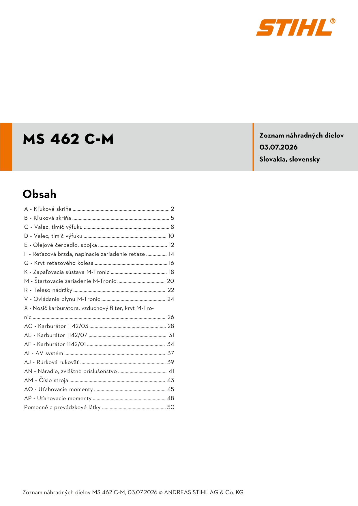 katalóg dielov Stihl MS 462 C-M