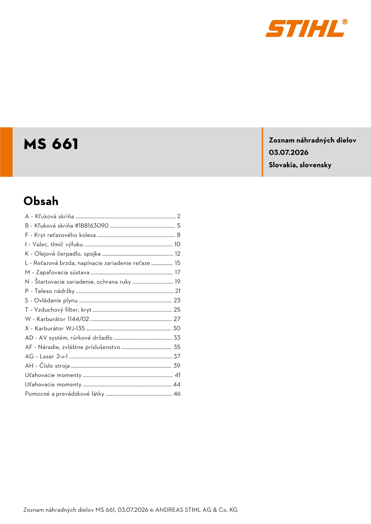katalóg dielov Stihl MS 661