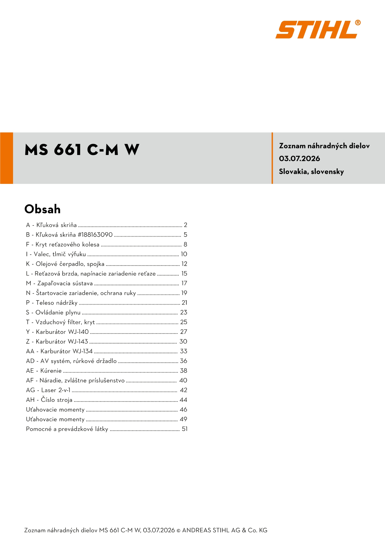 katalóg dielov Stihl MS 661 C-M W