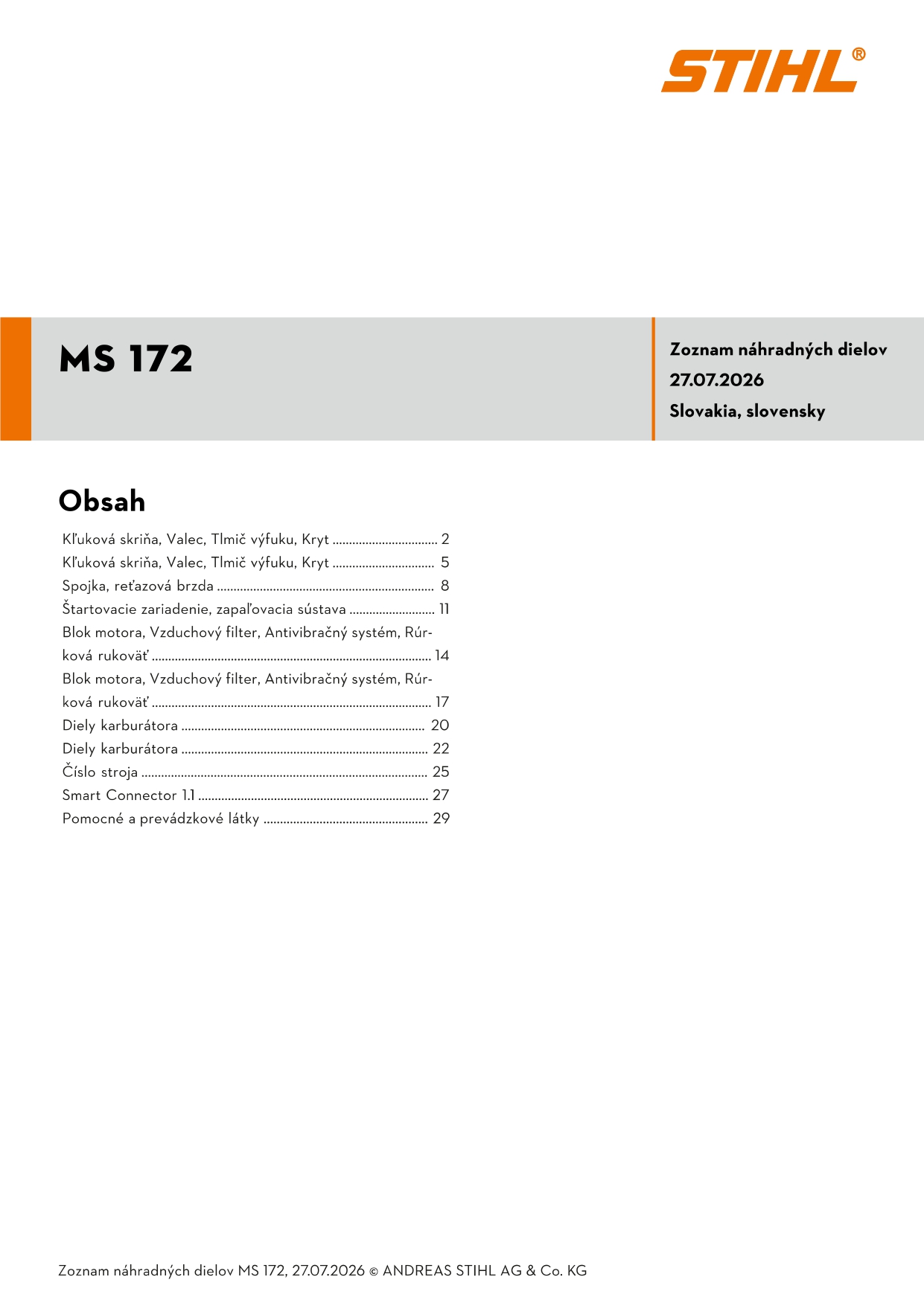 katalóg dielov Stihl MS 172