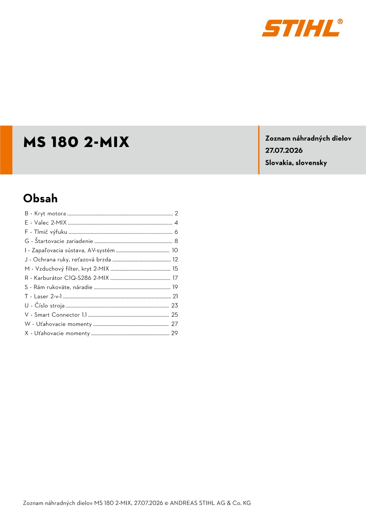 katalóg dielov Stihl MS 180 2-MIX