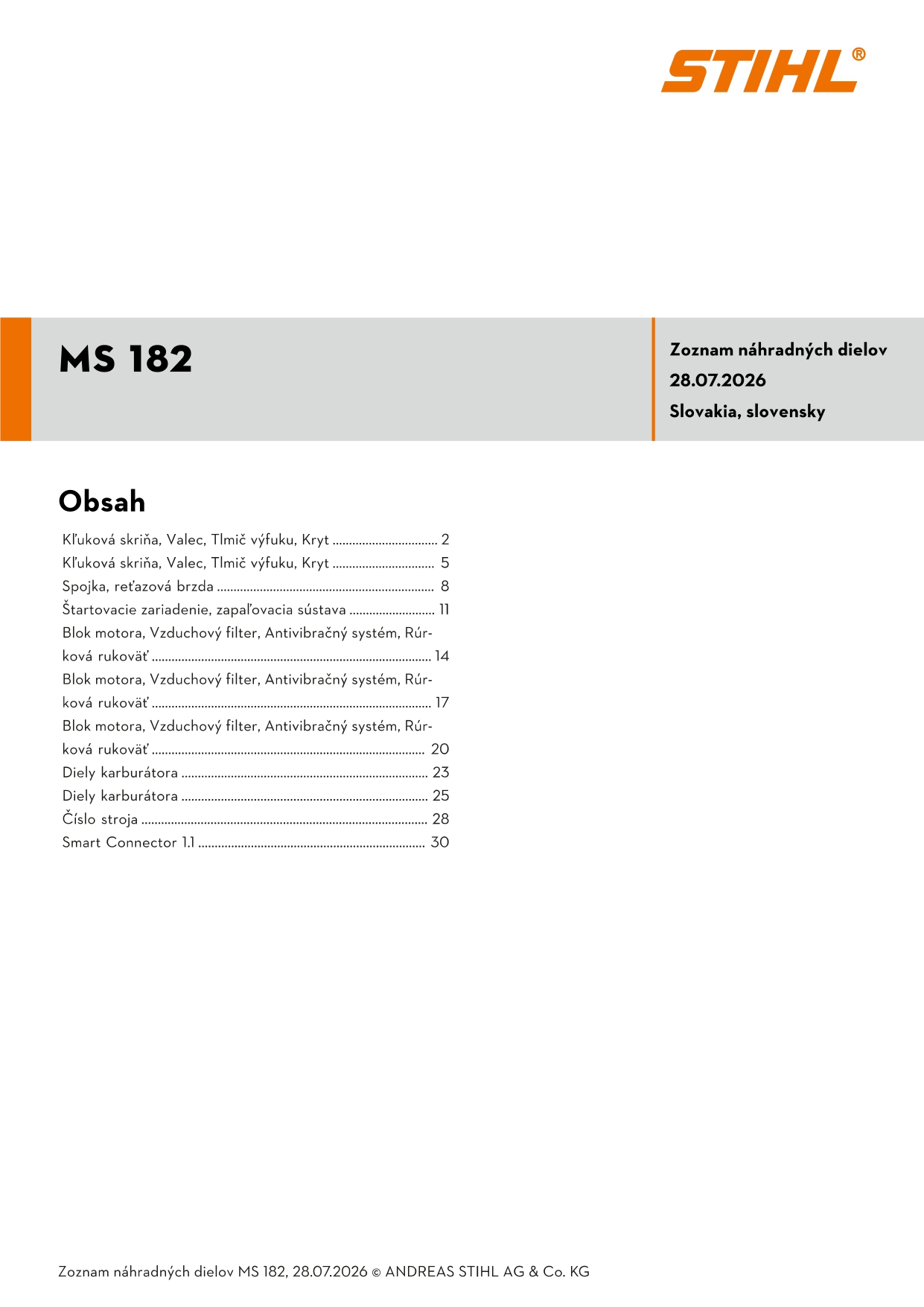 katalóg dielov Stihl MS 182