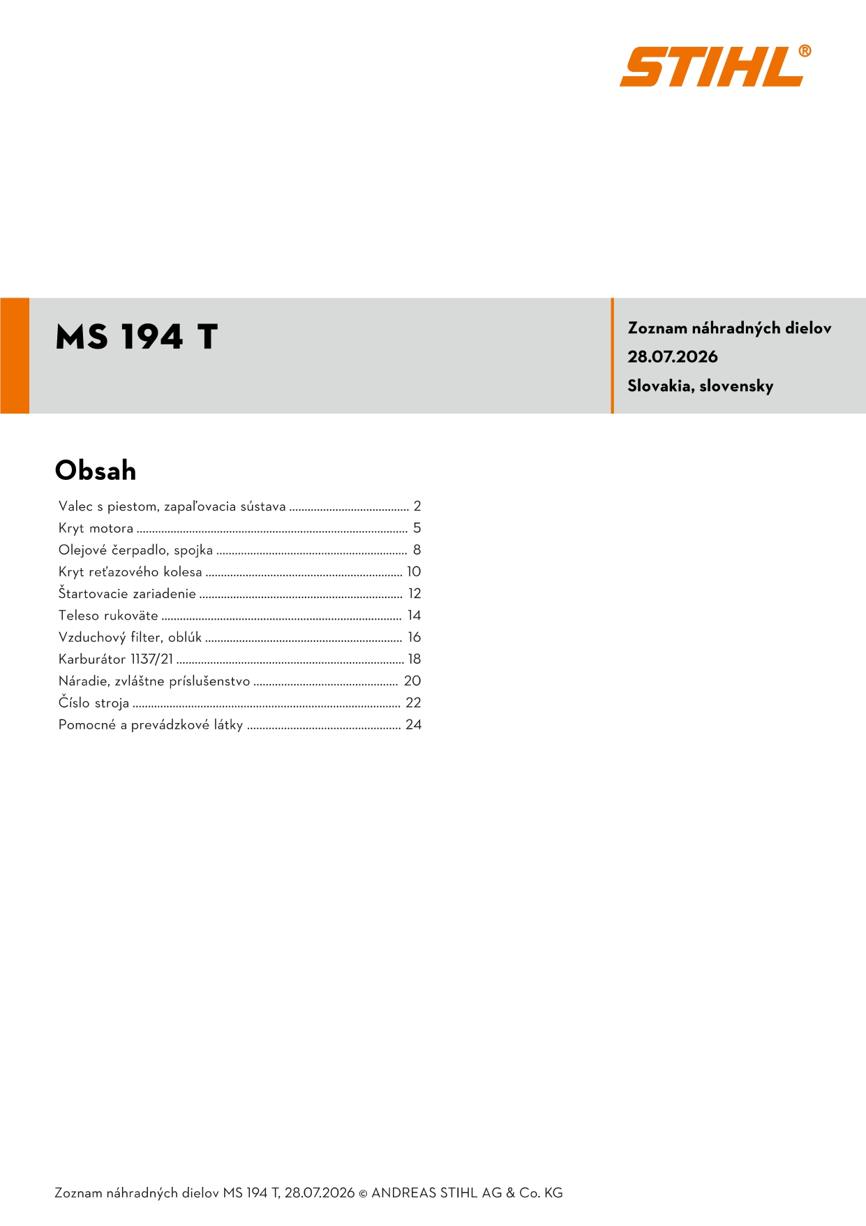 katalóg dielov Stihl MS 194 T