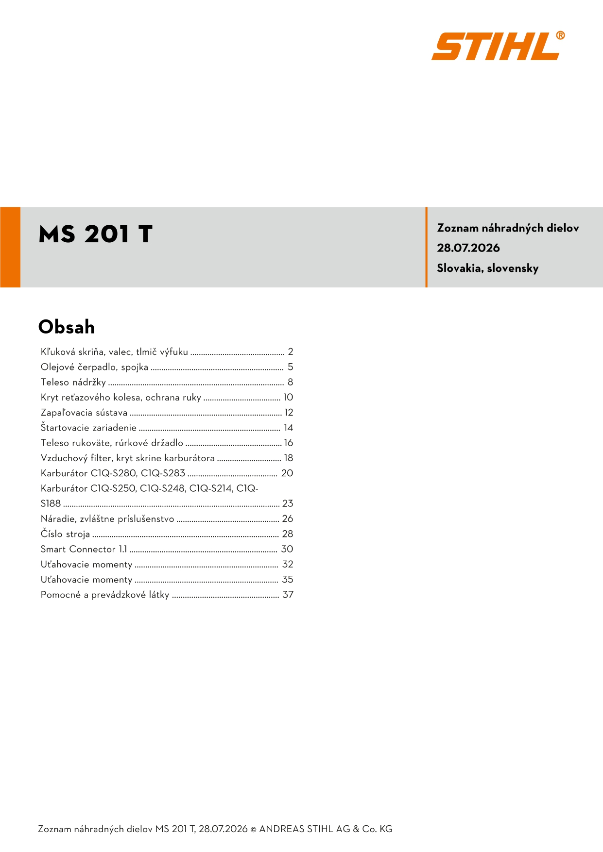 katalóg dielov Stihl MS 201 T