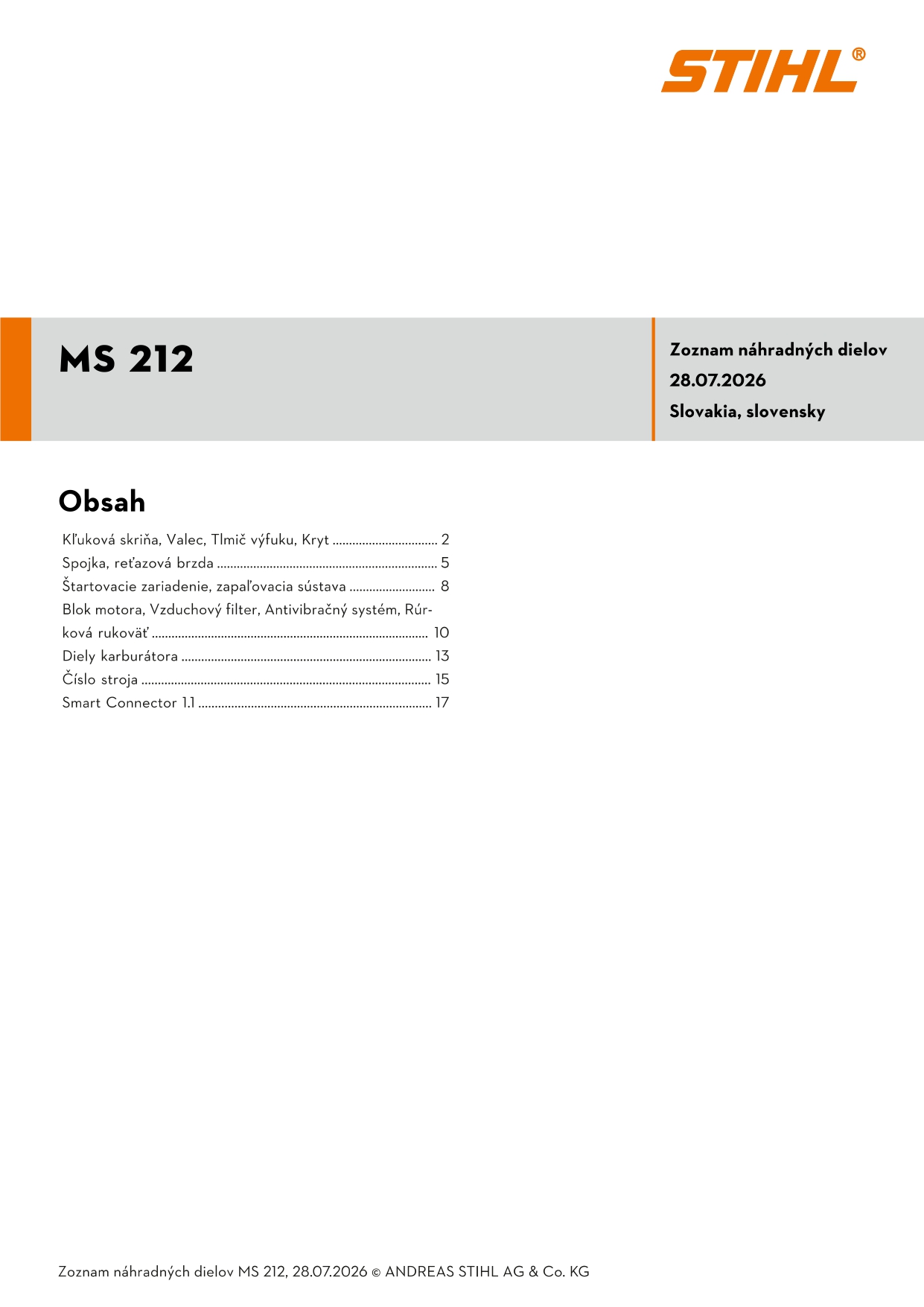 katalóg dielov Stihl MS 212
