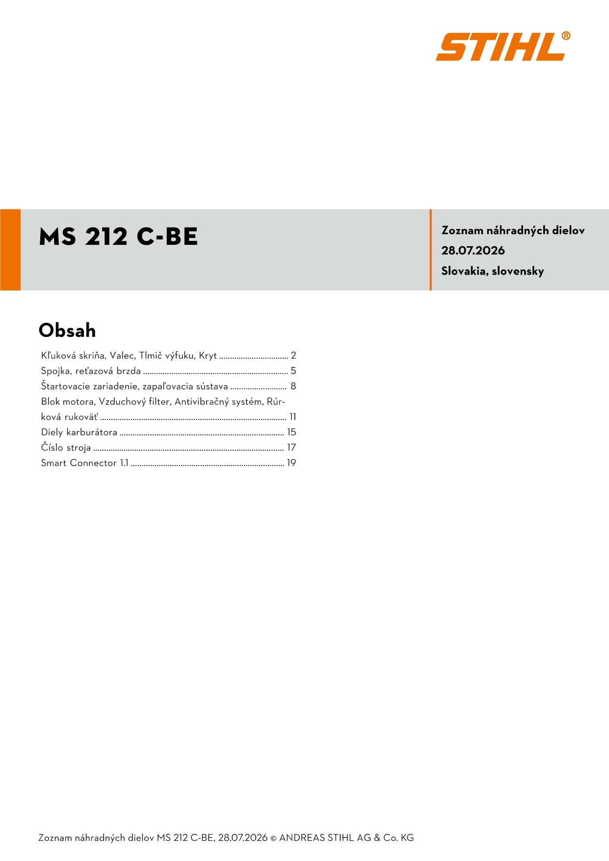 katalóg dielov Stihl MS 212 C-BE