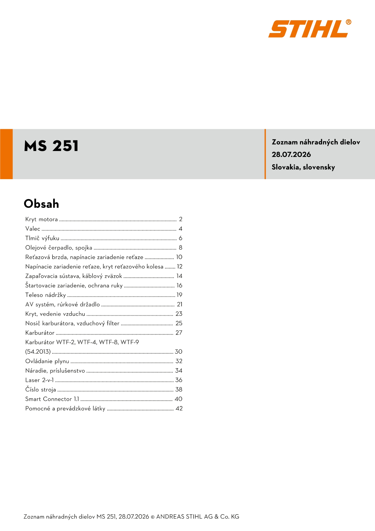 katalóg dielov Stihl MS 251