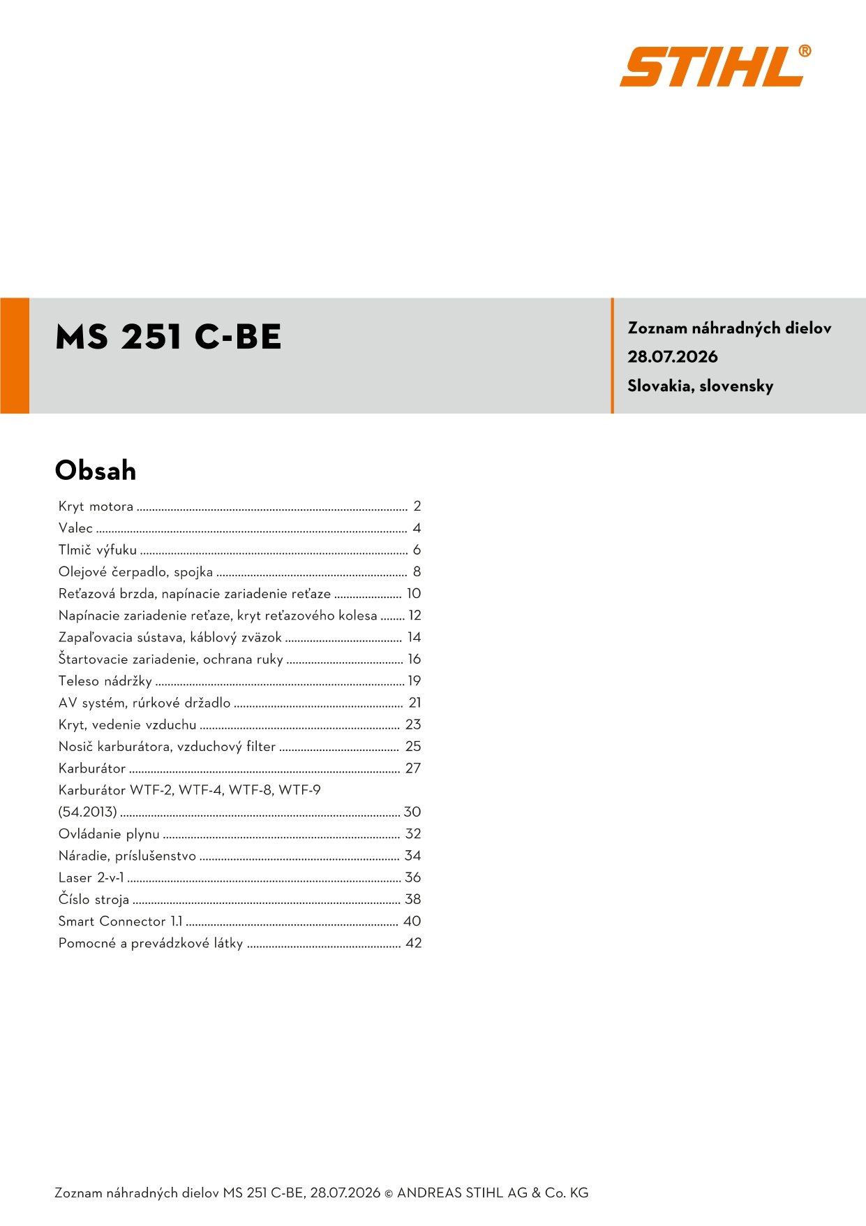 katalóg dielov Stihl MS 251 C-BE