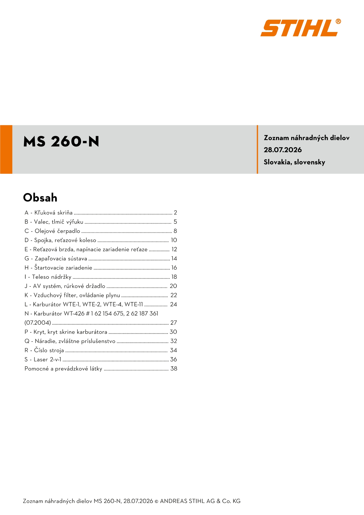 katalóg dielov Stihl MS 260-N