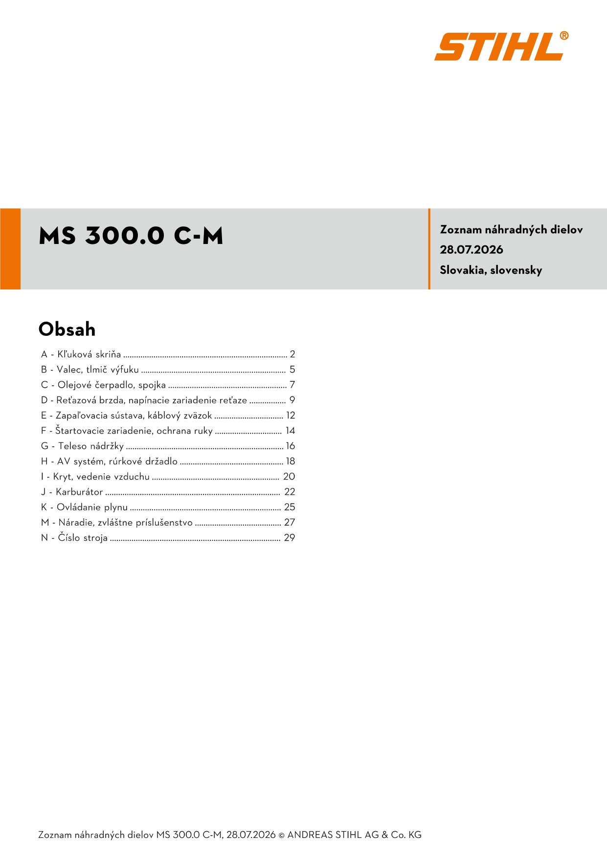 katalóg dielov Stihl MS 300.0 C-M