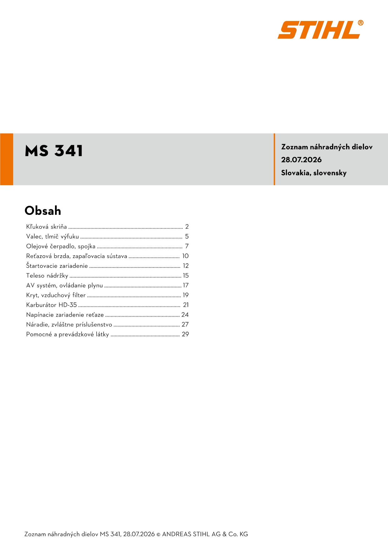 katalóg dielov Stihl MS 341