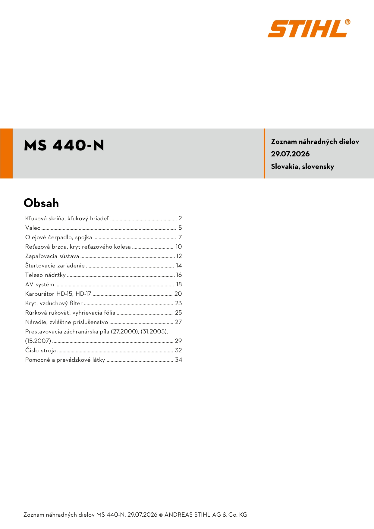 katalóg dielov Stihl MS 440-N