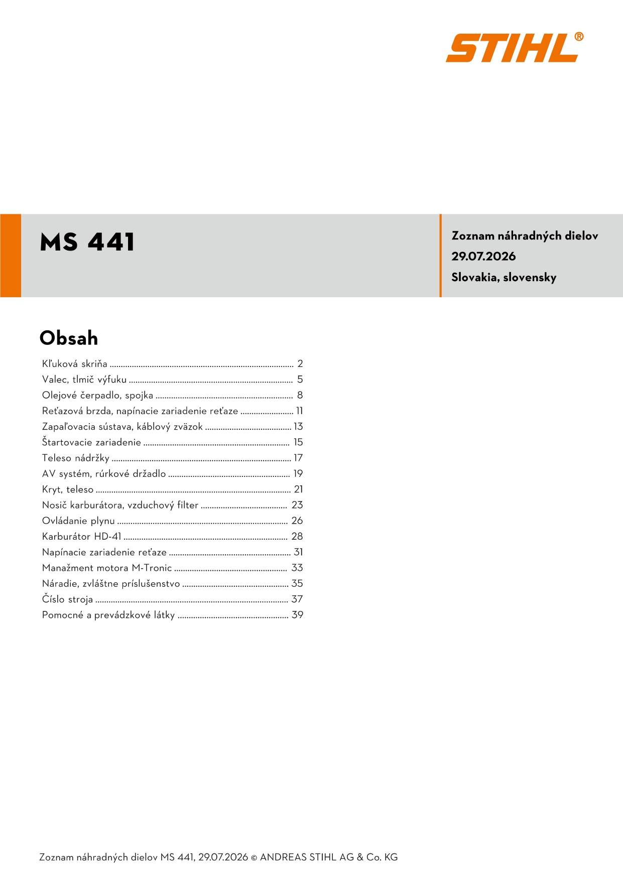 katalóg dielov Stihl MS 441