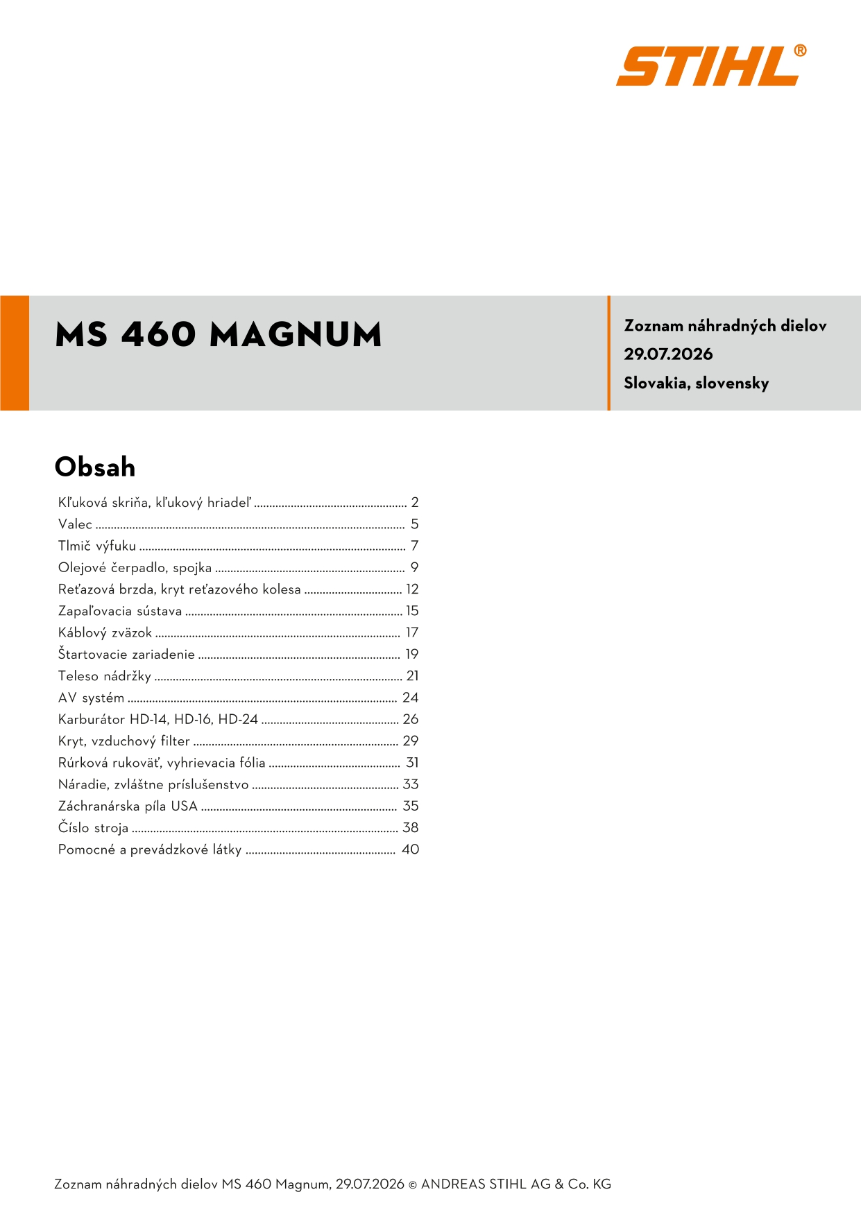 katalóg dielov Stihl MS 460 Magnum