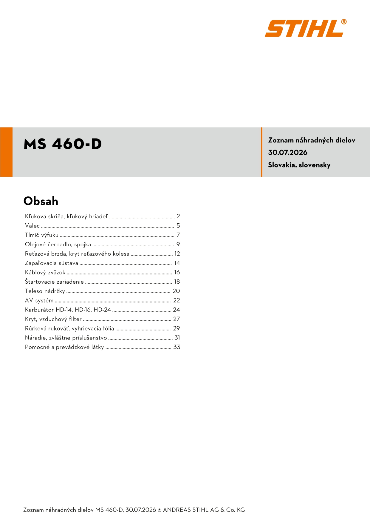 katalóg dielov Stihl MS 460-D