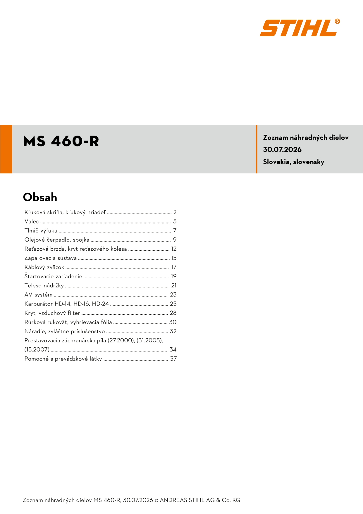 katalóg dielov Stihl MS 460-R