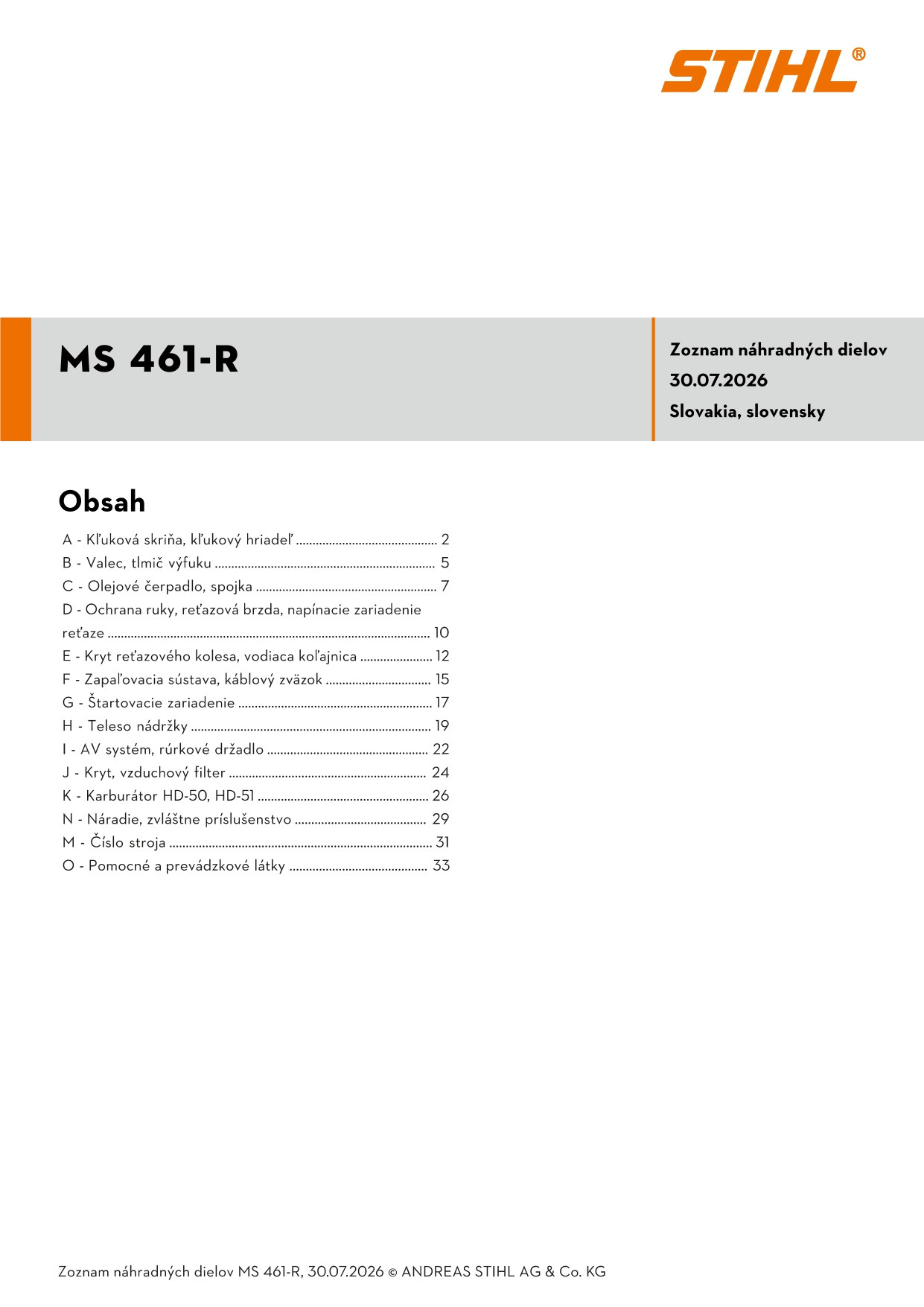 katalóg dielov Stihl MS 461-R