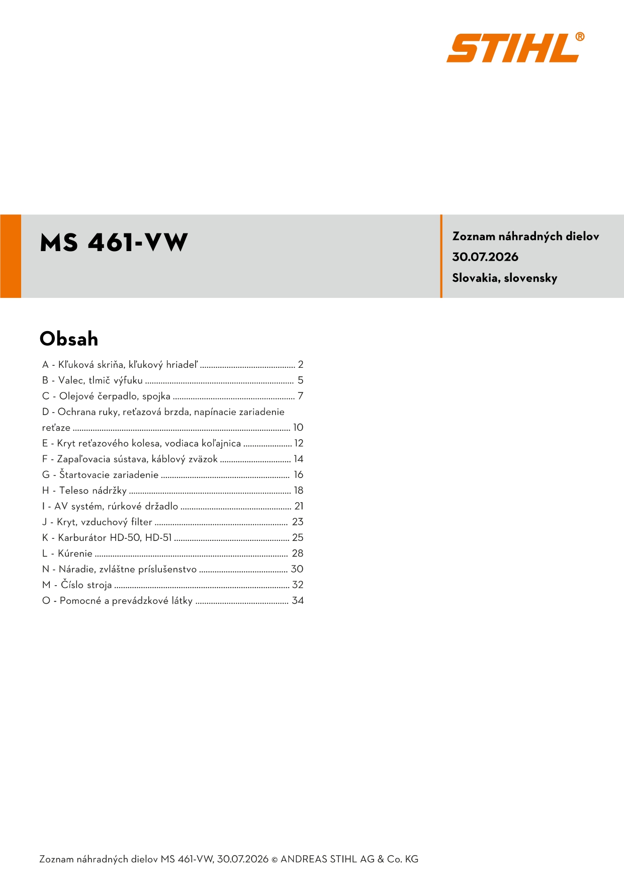 katalóg dielov Stihl MS 461-VW