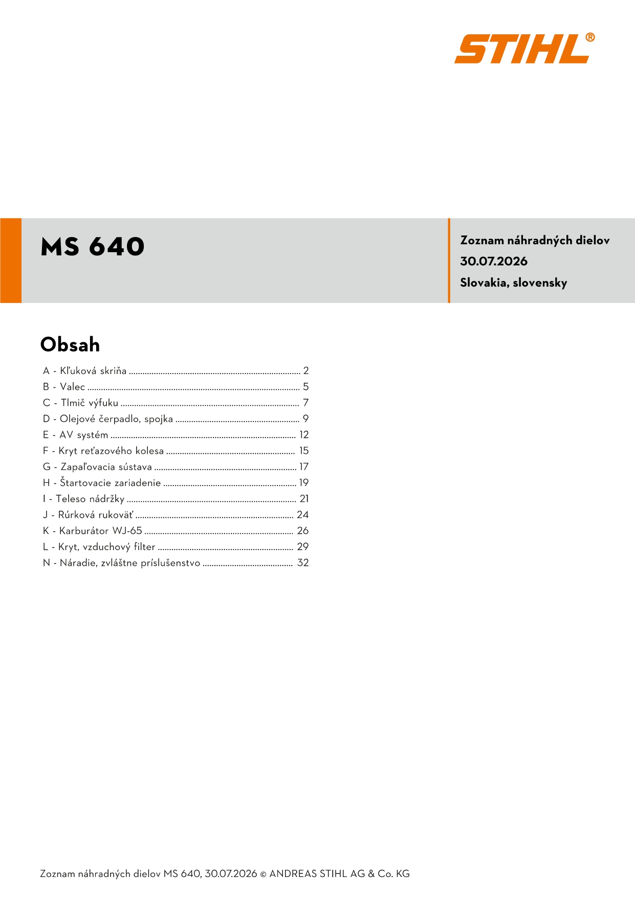 katalóg dielov Stihl MS 640